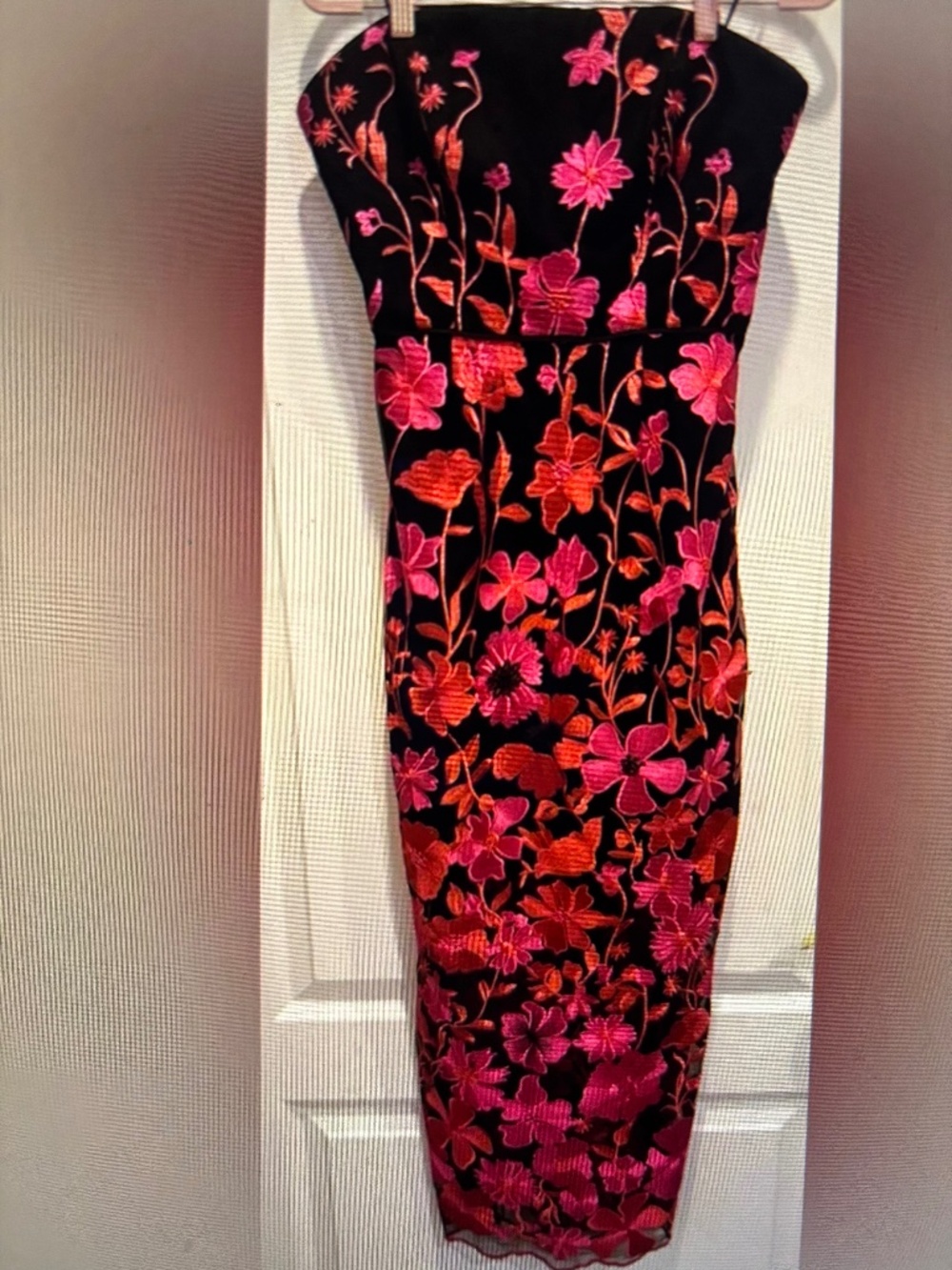Milly Kait Applique Dress in Black and Pink